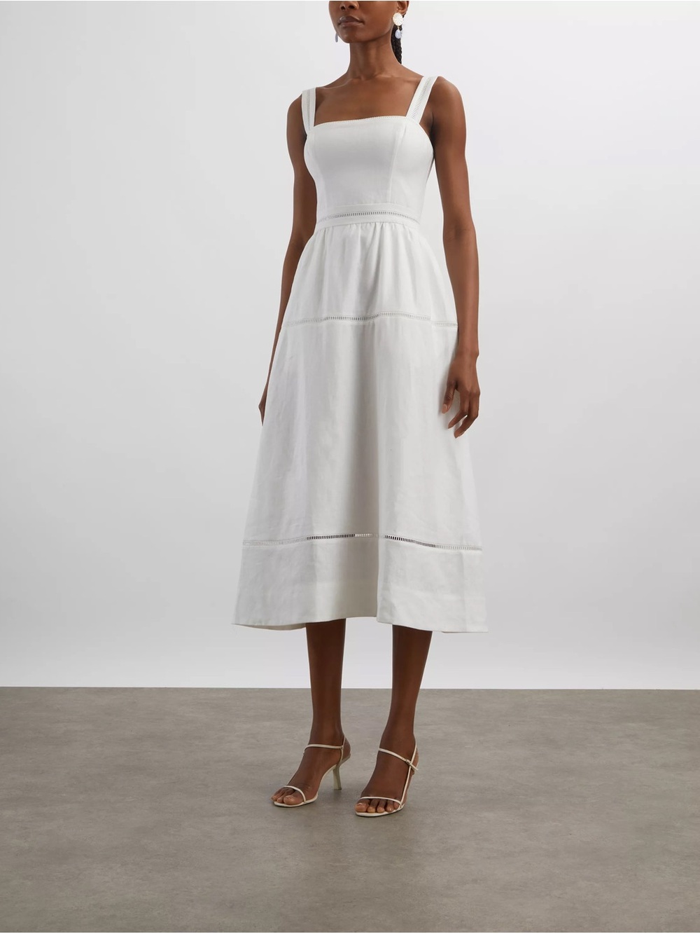 Reformation Everett Linen Midi Dress white